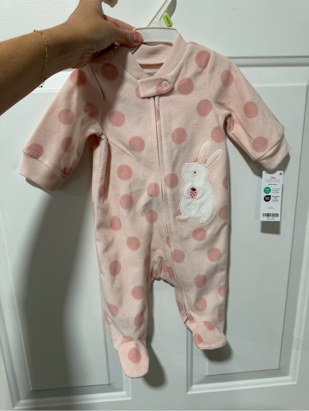 Carter's Pink Polka Dot Bunny Footed One-Piece